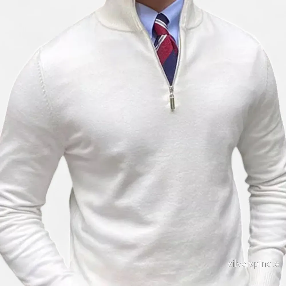 Klassisk Stickad Tröja för Män med Halv Dragkedja | Tidlös Design för Smart Casual Stil - Bild 2