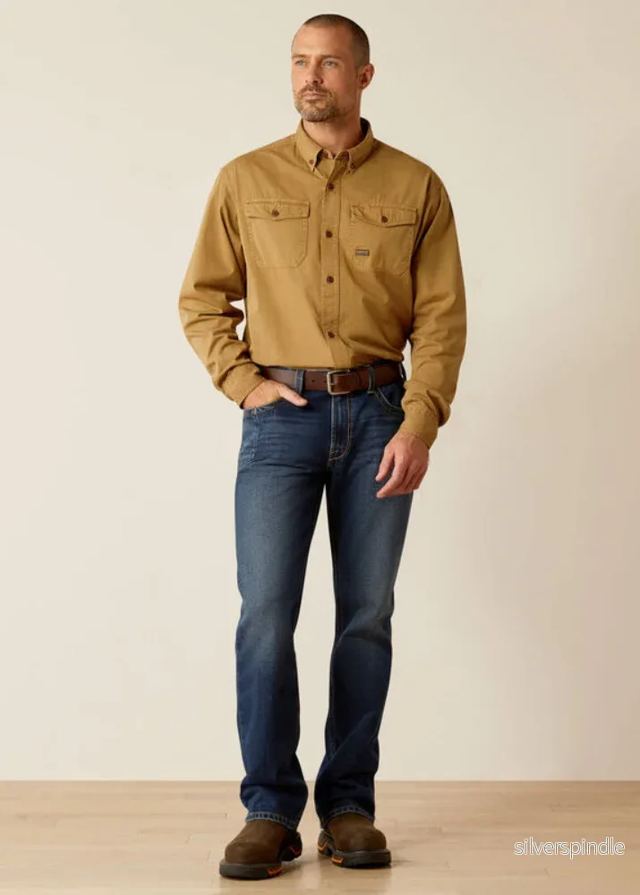 Ariat Rebar Washed Twill LS Work Shirt Khaki - Bild 2