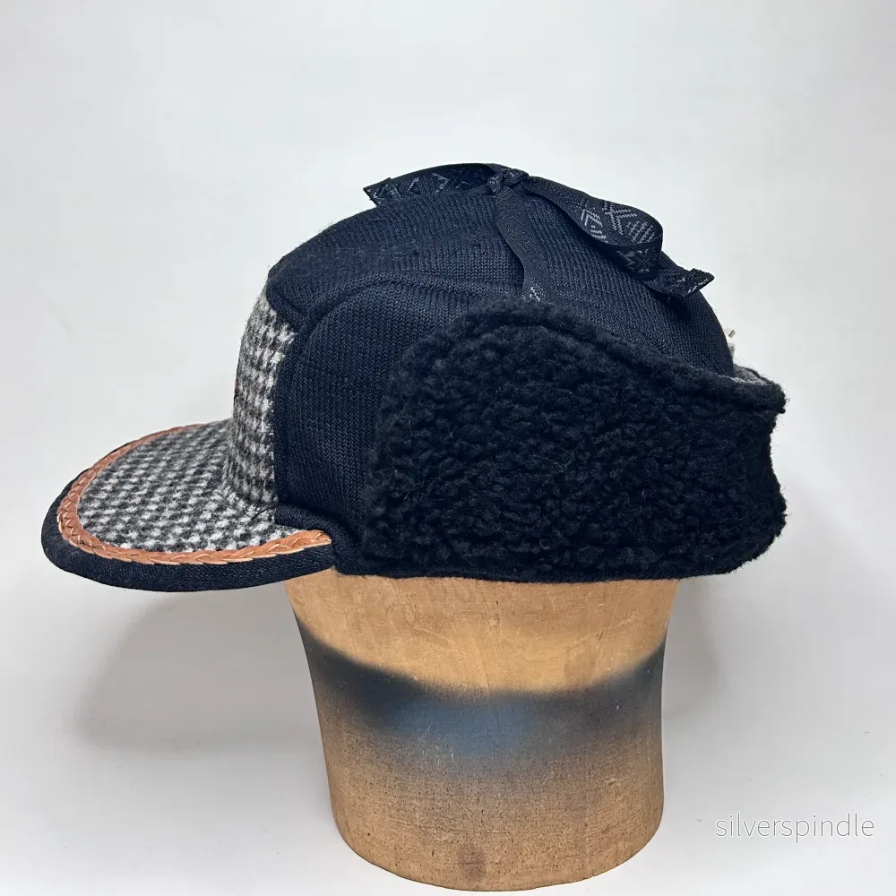 Vinterkeps 59-60cm - svart/rutig ull - Bild 3