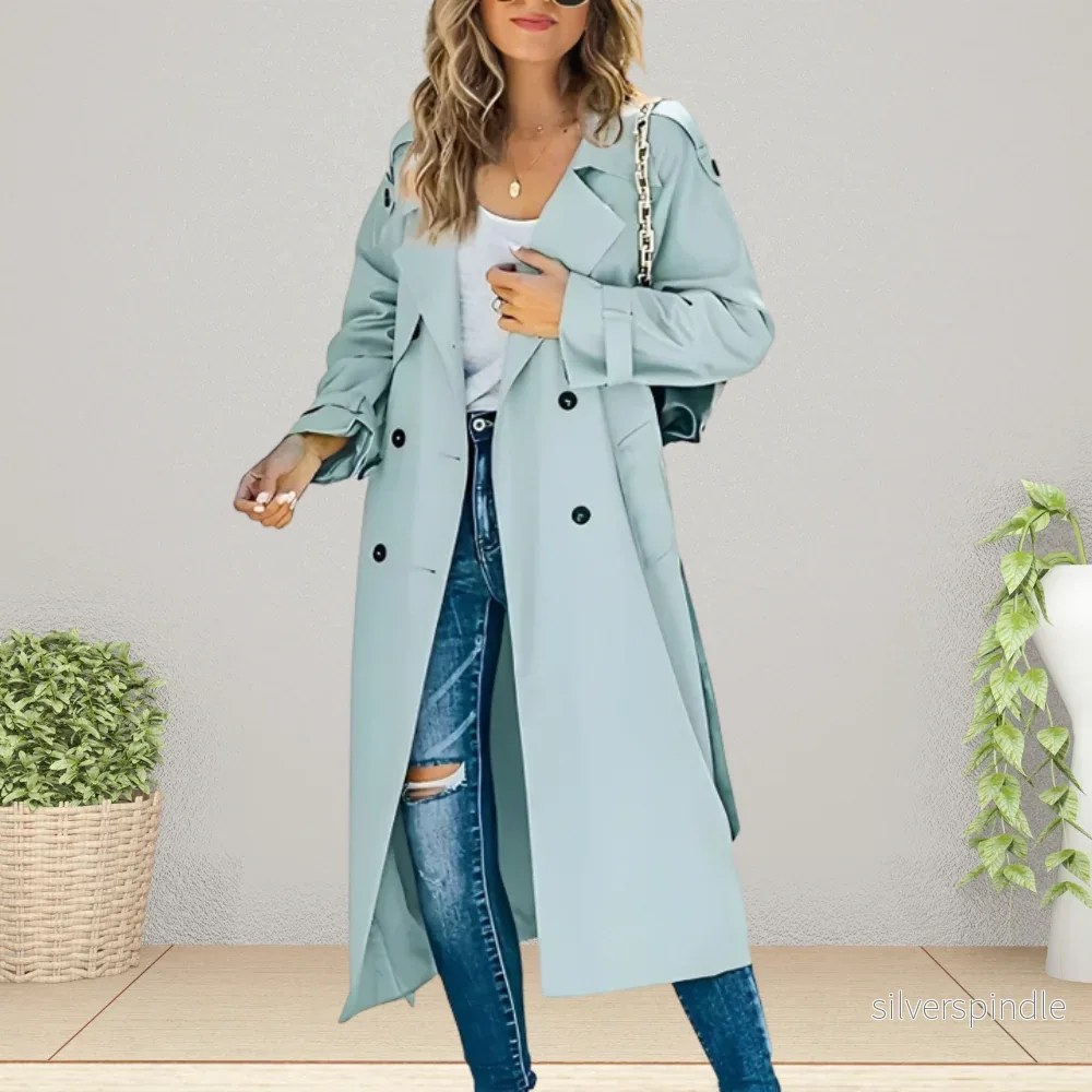 Klassisk Svart Trenchcoat för Kvinnor med Elegant Krage | Tidlös Stil för Vår och Höst - Bild 3