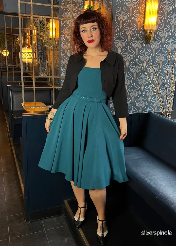 Rosie swingklänning med breda axelband - teal - Bild 2