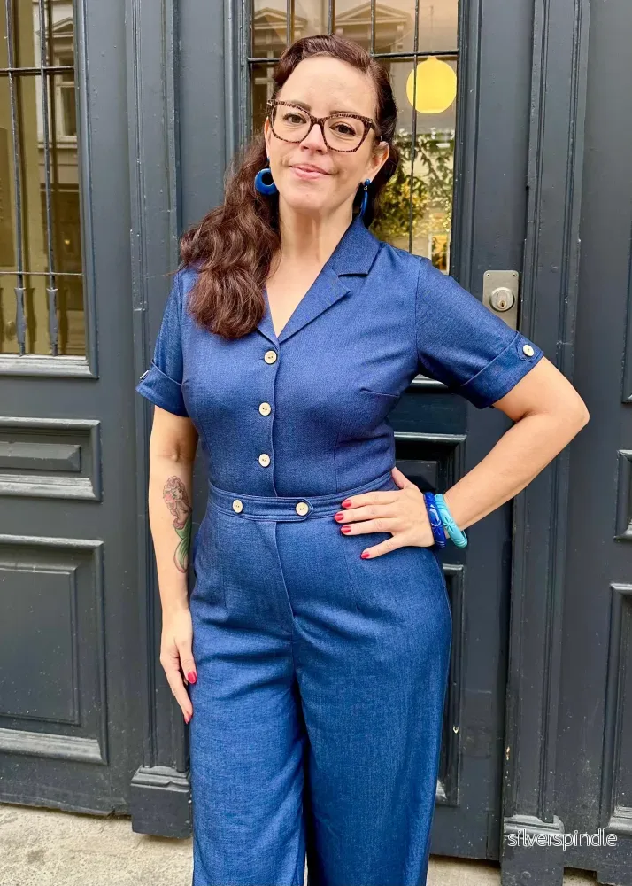 Maxine jumpsuit med korta ärmar - denimlook - Bild 3