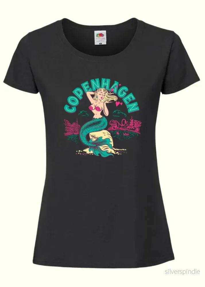 "Copenhagen" T-shirt i 1950-talsstil - svart