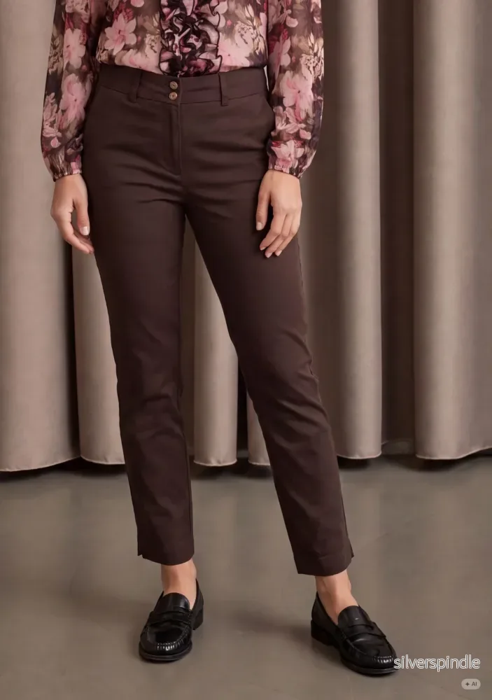 Isay Highwaist Chino - Dark brown