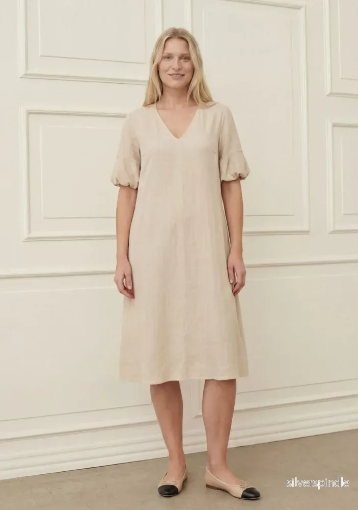 Pearl Baloon Sleeve Dress – Sand Pearl Baloon Sleeve Dress – Sand