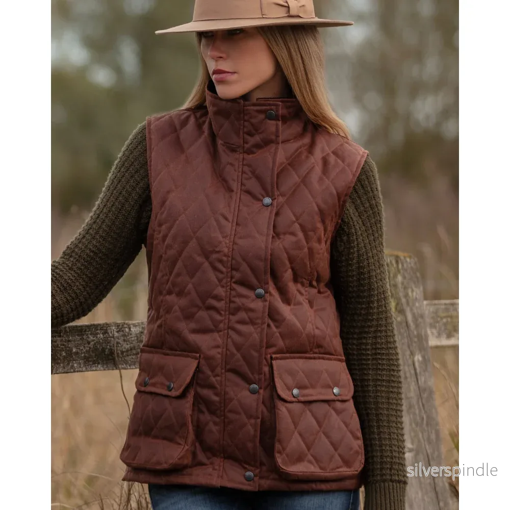 Walker & Hawkes - Haxby damväst i quiltad waxoil