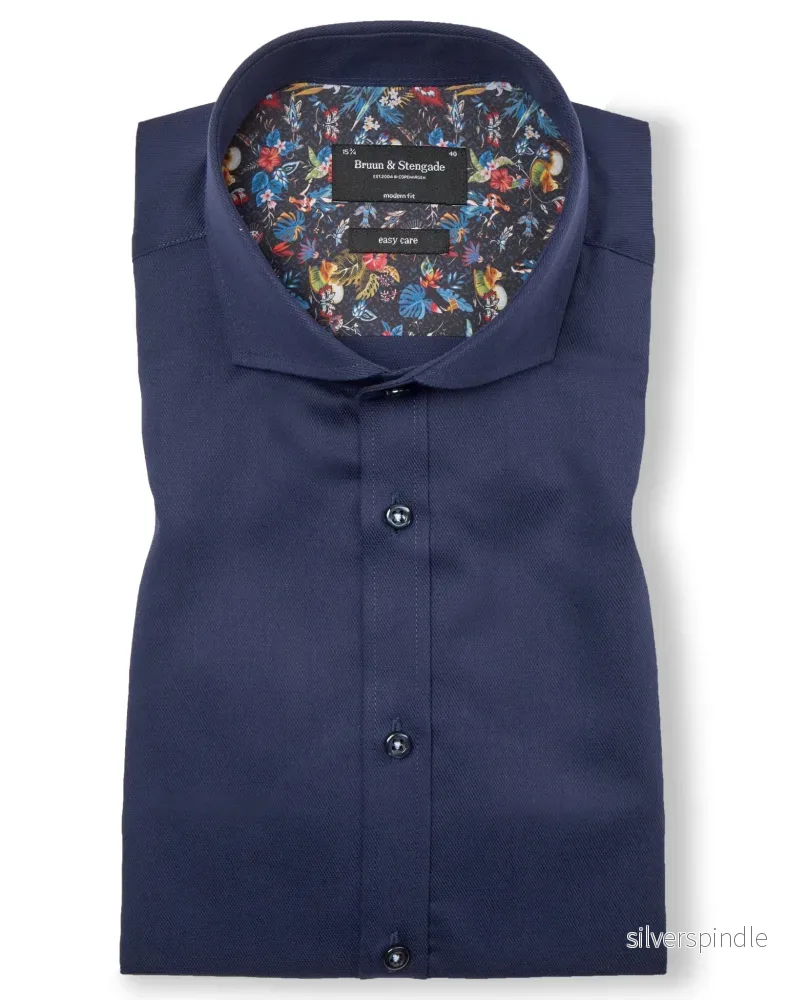 BS Pukki Modern Fit Skjorta - Marinblå