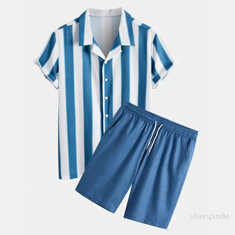 Oliver | Blommig Randig Kortärmad Skjorta och Shorts Set - Bild 3
