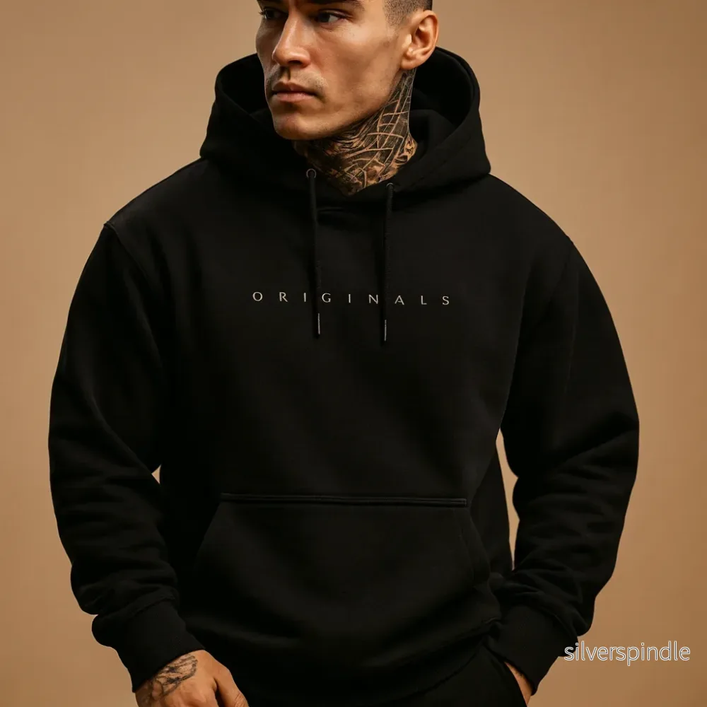 Klassisk Hoodie | Huvtröja för Män med Varmt Material | Mångsidig Stil för Komfort