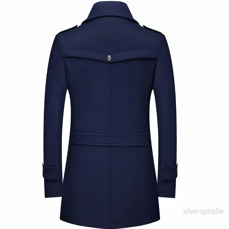 Militärinspirerad Kappa Män | Dubbelknäppning med Strukturerade Axlar | Elegant Siluett för Höst och Vinter - Bild 3