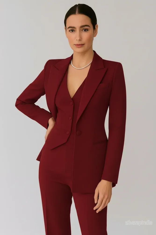 Elegant Kostymset för Kvinnor | Skräddarsydd Kavaj, Väst och Slim Fit-byxor | Tidlös Design för Professionell Stil - Bild 3