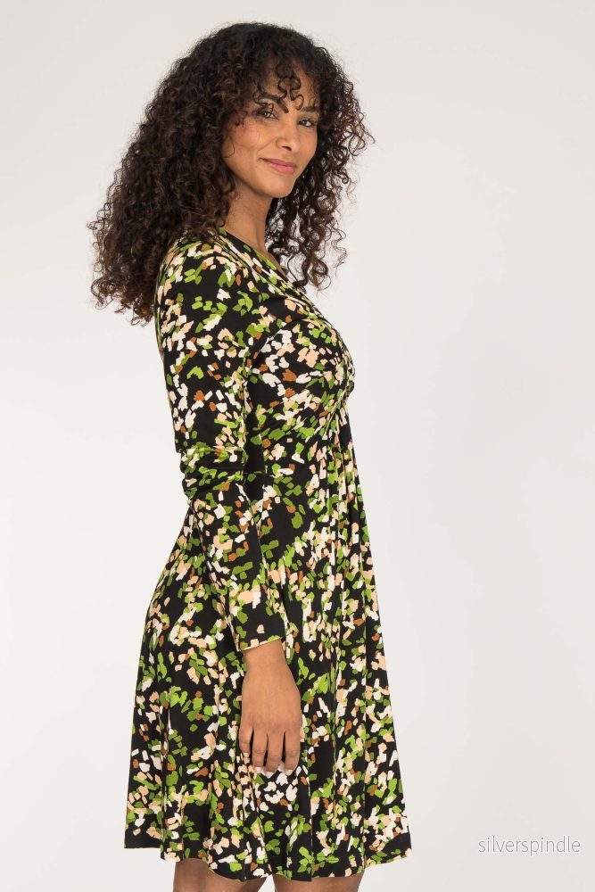 Knot draped short jersey dress - Black printed - Bild 2