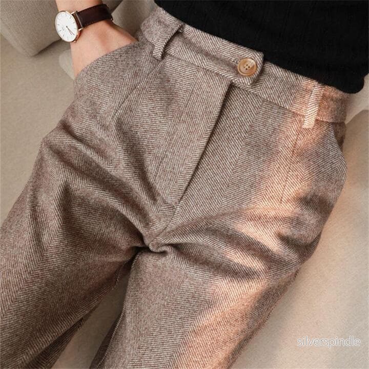 Liam | Elegant Slim Fit Kostymbyxor Dam med Raka Ben och Sidofickor