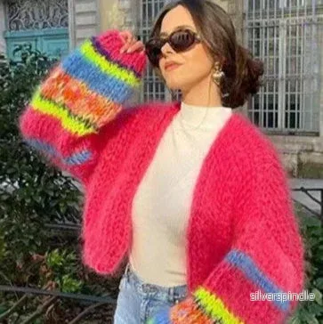 Olivia | Flerfärgad Långärmad Stickad Cardigan - Bild 2
