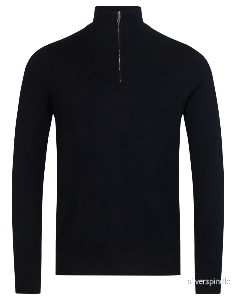 BS Paire Regular Fit Stickad Tröja – Marinblå BS Paire Regular Fit Stickad Tröja – Marinblå