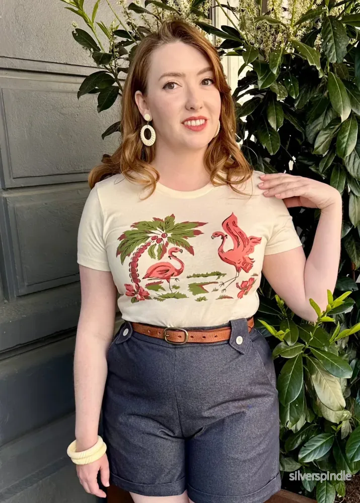 T-shirt i 1950-talsstil – Pink Flamingo T-shirt i 1950-talsstil – Pink Flamingo