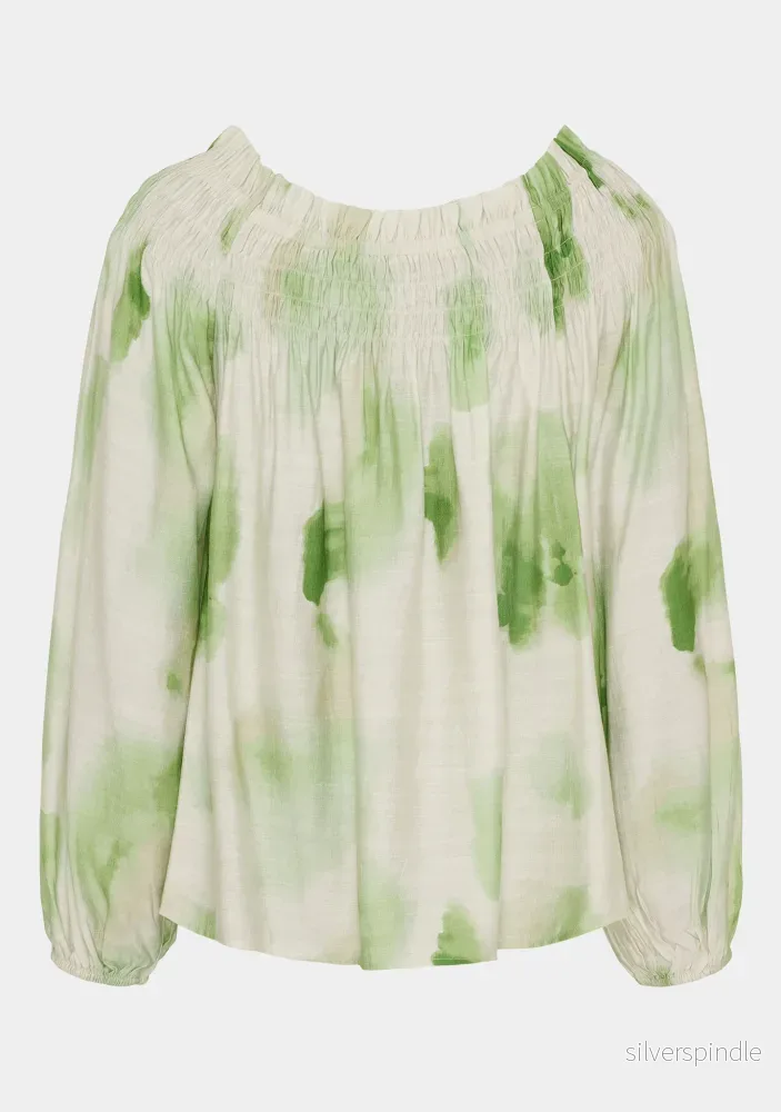 Ane Stretch Blouse - Green Watercolor - Bild 3