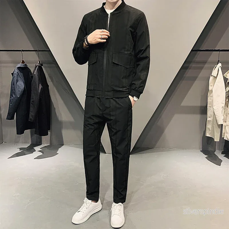 Ethan | Slim Fit Tvådelad Sportset för Herrar i Svart och Khaki - Bild 2