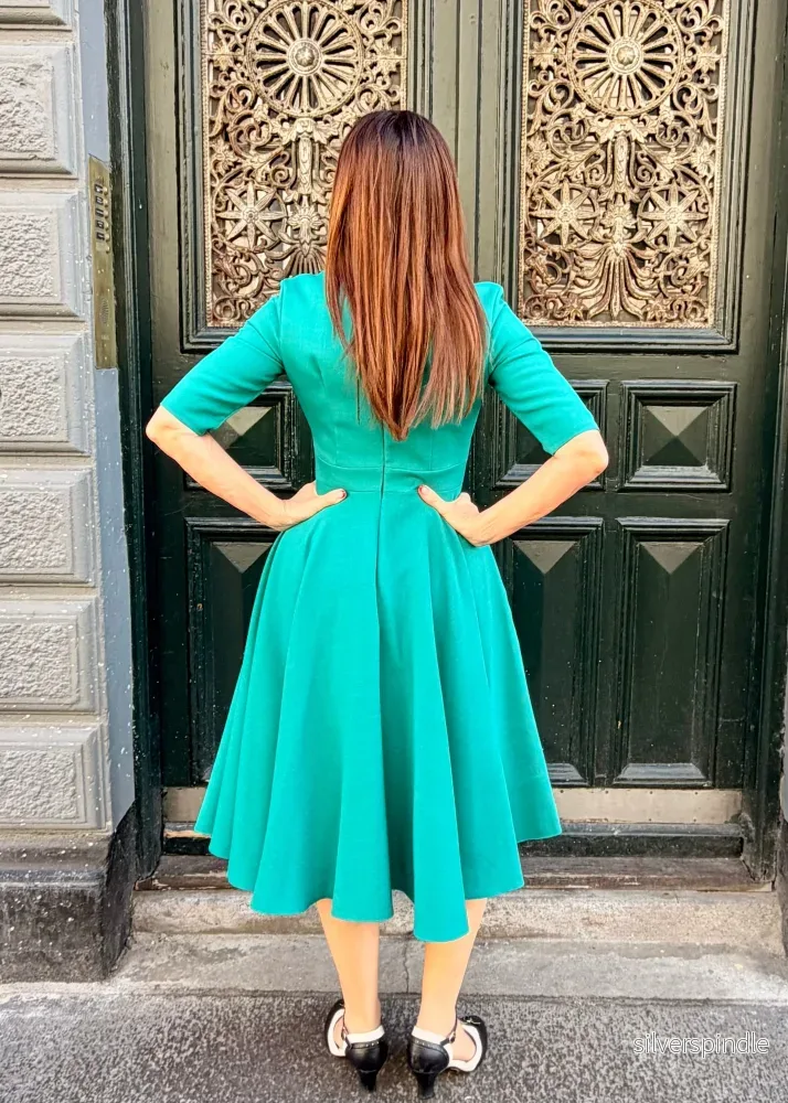 Leyla svängklänning med faux omslag - jade - Bild 3