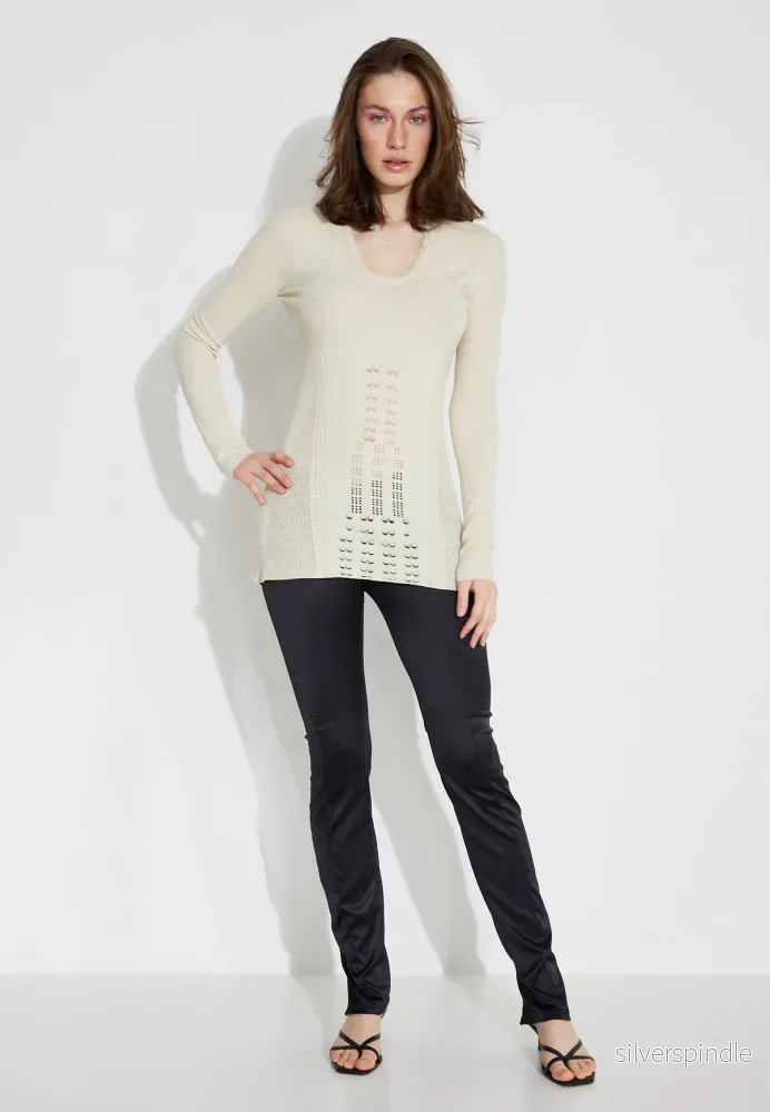 SWEATER VIS STR V NECK - gul
