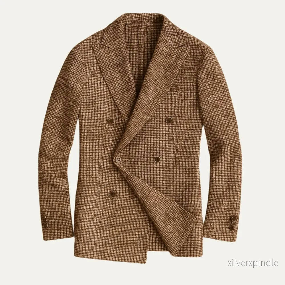 Elegant Rutig Kavaj för Män med Dubbelknäppning | Skräddarsydd Design för Stil och Komfort