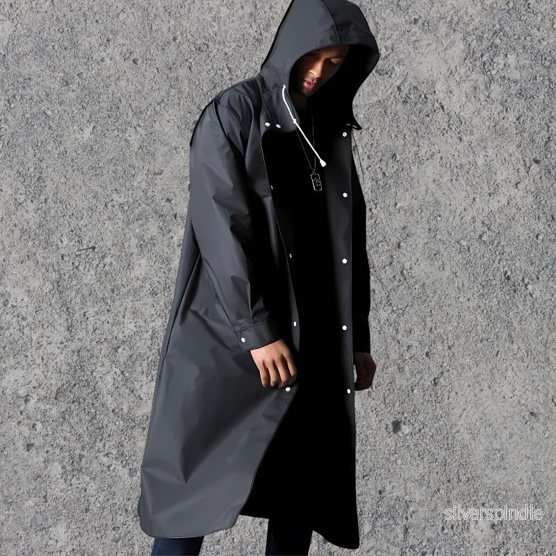 Vattentät Herrjacka med Huva | Minimalistisk Design för Skydd mot Regn