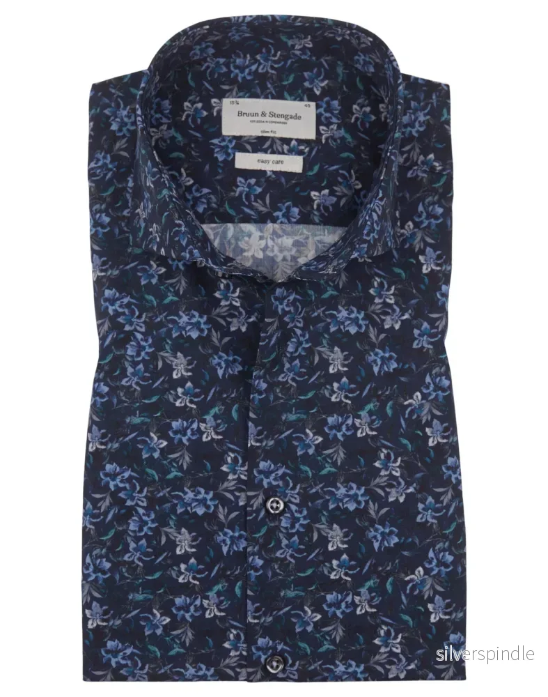 BS Clarence Slim Fit Skjorta - Navy