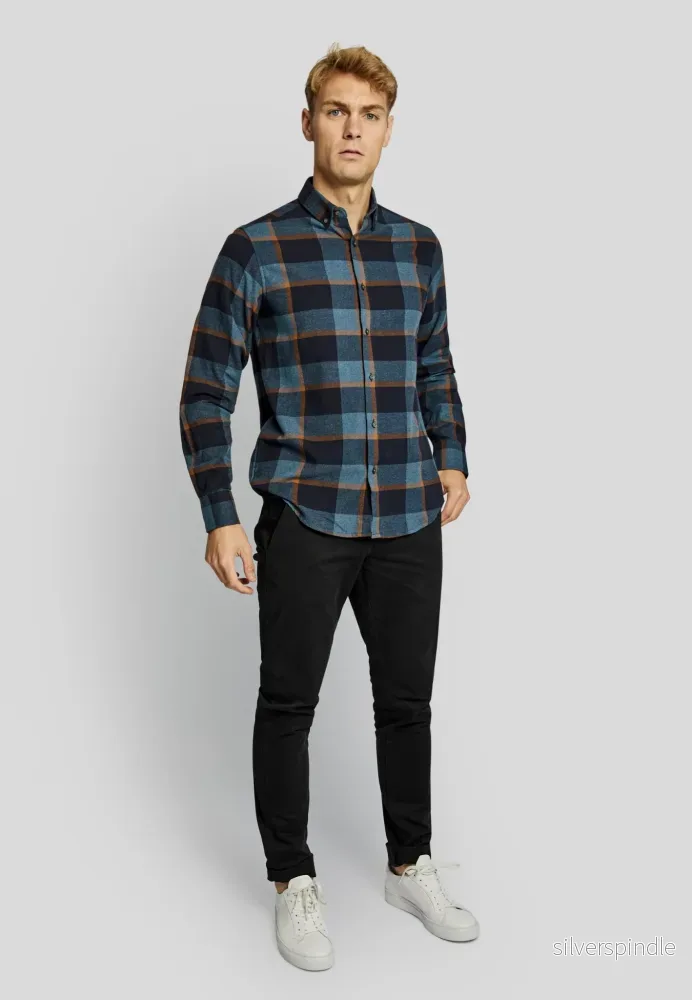 BS Lillestrøm casual slim fit skjorta - Mörkblå - Bild 3