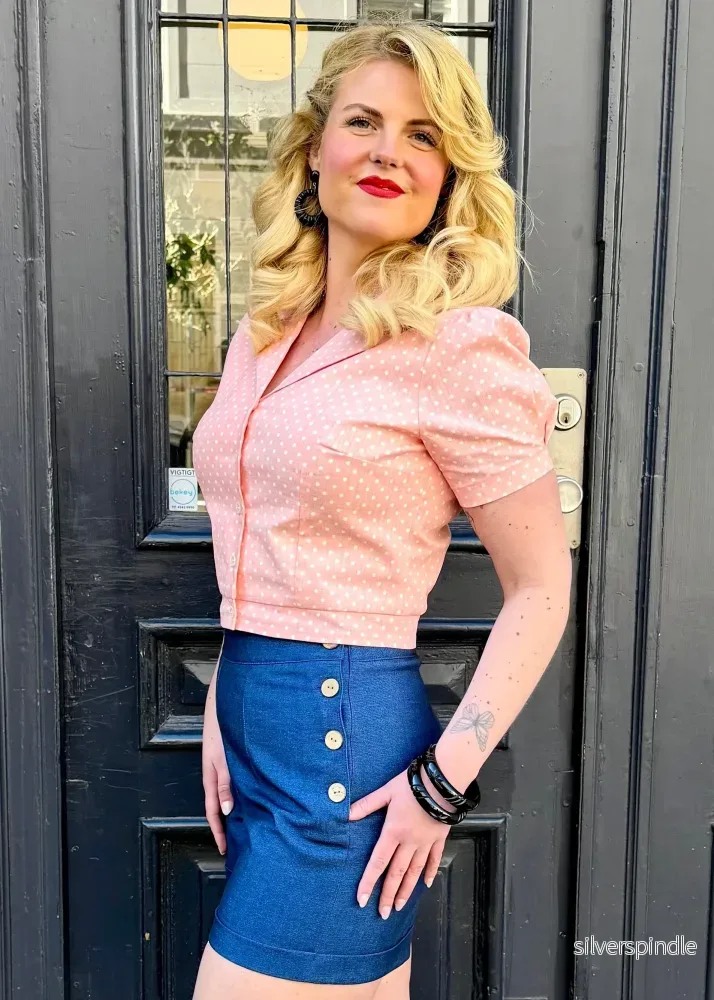 Shorts med hög midja - blå "denim" - Bild 2