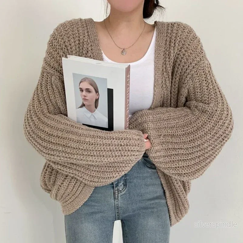 Chunky Knit Cardigan | Oversize Sweater with Balloon Sleeves | Stylish and Comfortable for Autumn and Winter Chunky Knit Cardigan | Oversize Sweater with Balloon Sleeves | Stylish and Comfortable for Autumn and Winter