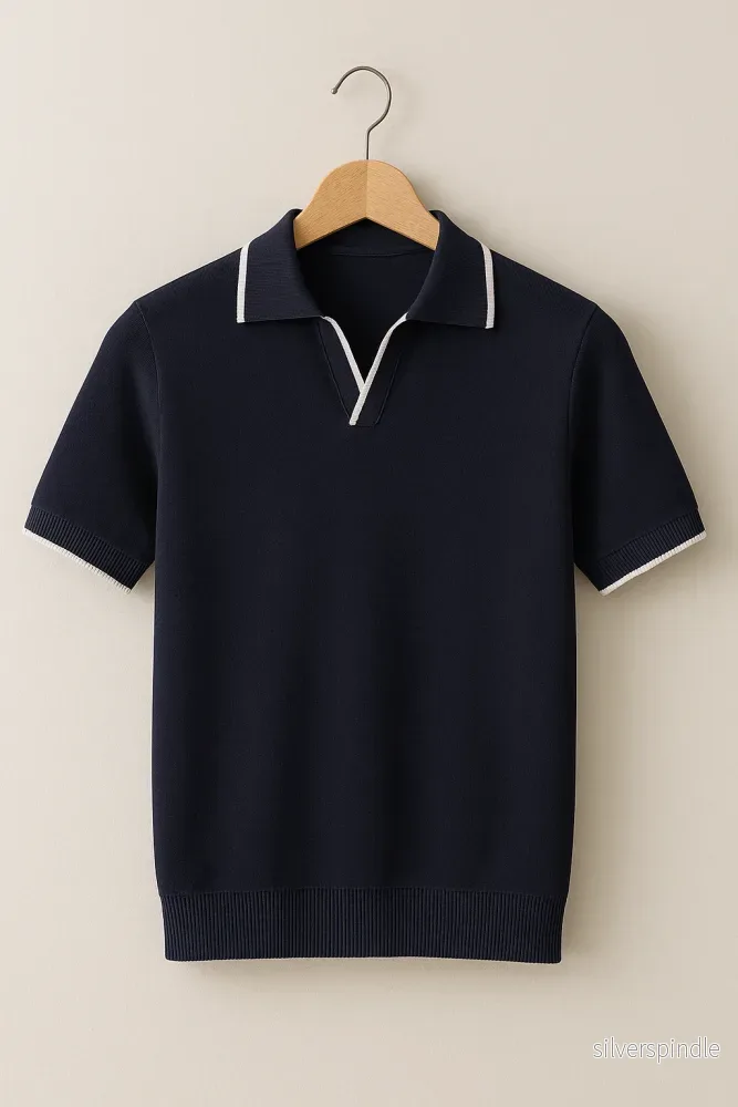 Elegant Pikétröja | Kortärmad Slim Fit med Kontrastkant | Andningsbart Material för Sval Komfort Elegant Pikétröja | Kortärmad Slim Fit med Kontrastkant | Andningsbart Material för Sval Komfort