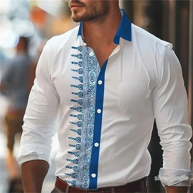 Ethan | Modern Långärmad T-Shirt Herr med Digitalt Blommönster - Bild 3