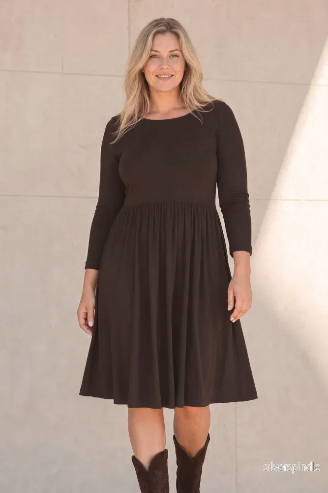 Ideal short jersey dress - Chocolate brown - Bild 3