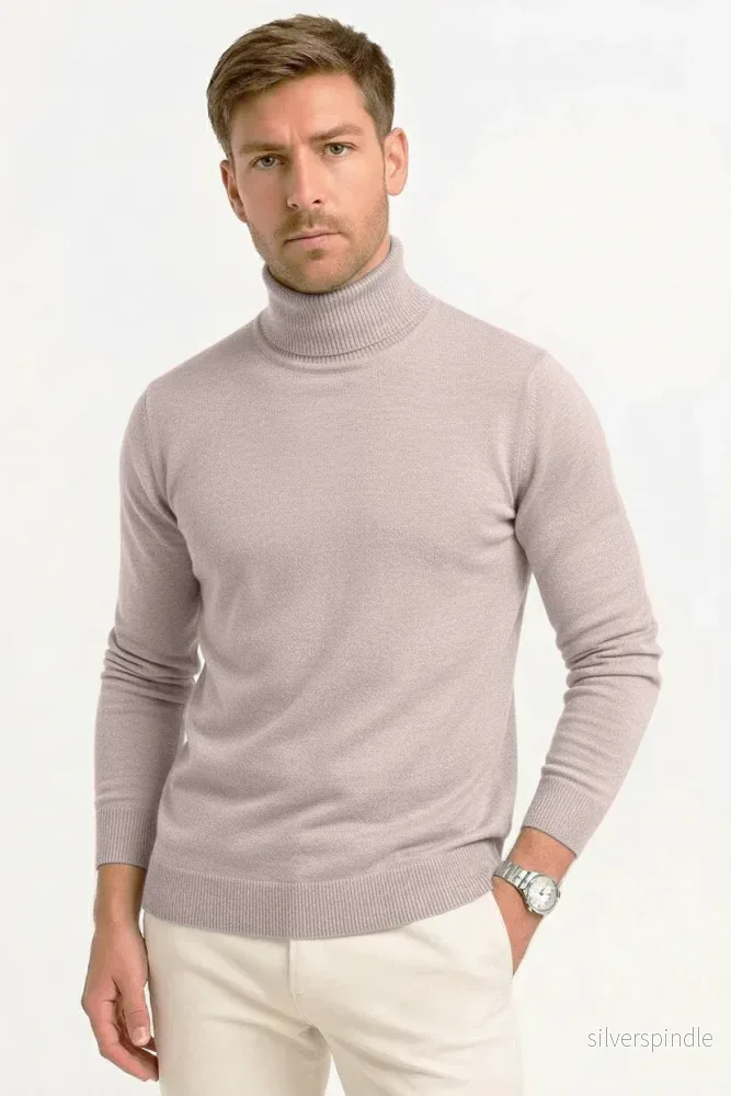 Elegant Herr Tröja | Slim Fit Ullpullover med Hög Krage | Värmande Design för Stil och Komfort Elegant Herr Tröja | Slim Fit Ullpullover med Hög Krage | Värmande Design för Stil och Komfort