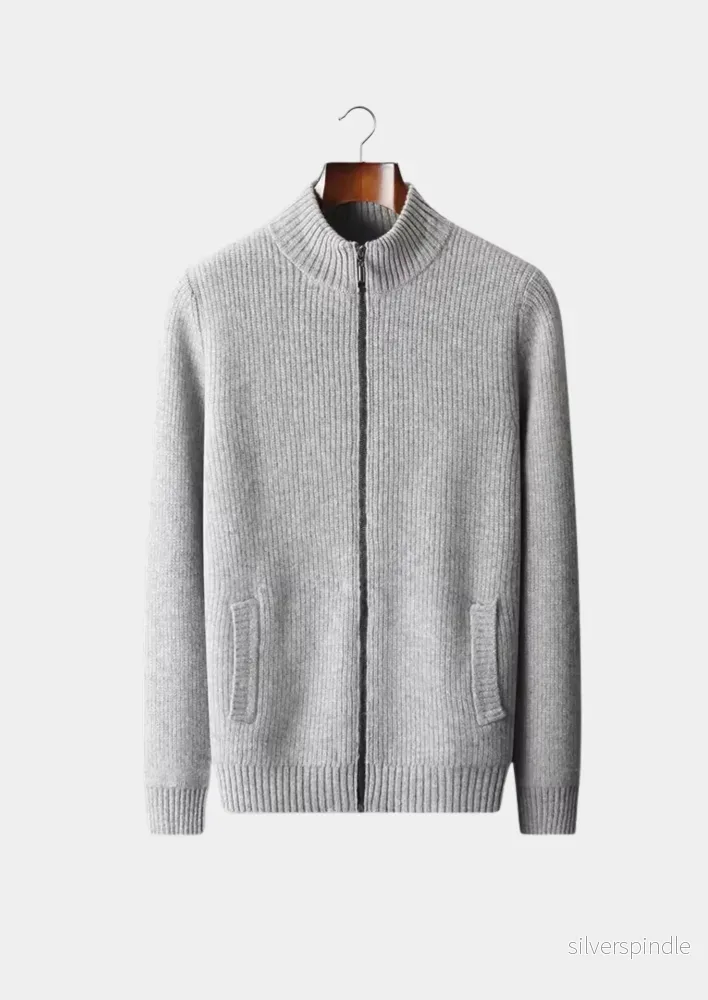 Ribbstickad Cardigan för Herrar med Hög Krage | Mångsidig Design för Alla Säsonger - Bild 2