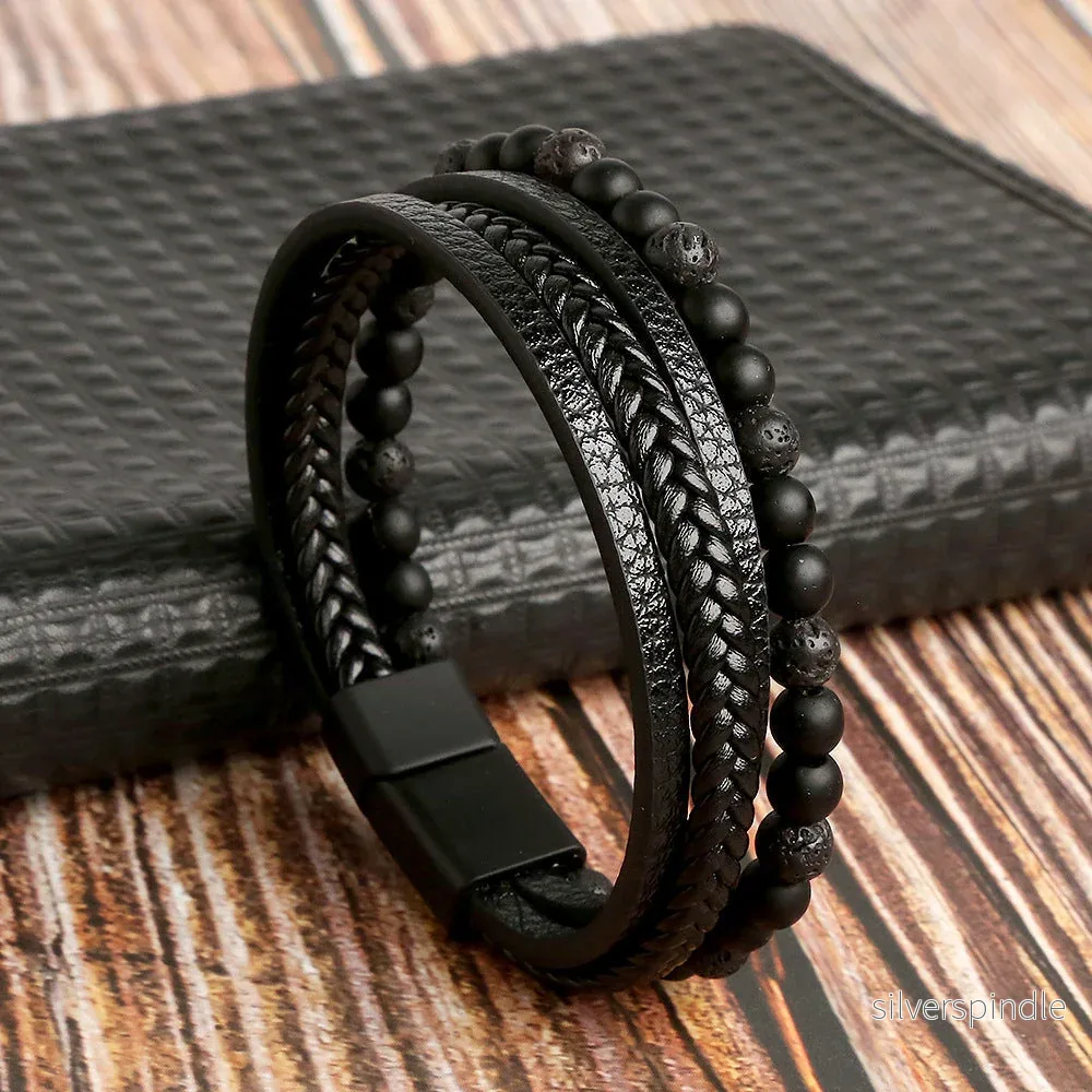 Elegant Läderarmband för Män med Justerbar Passform | Mångsidigt Tillbehör för Stil och Komfort - Bild 2