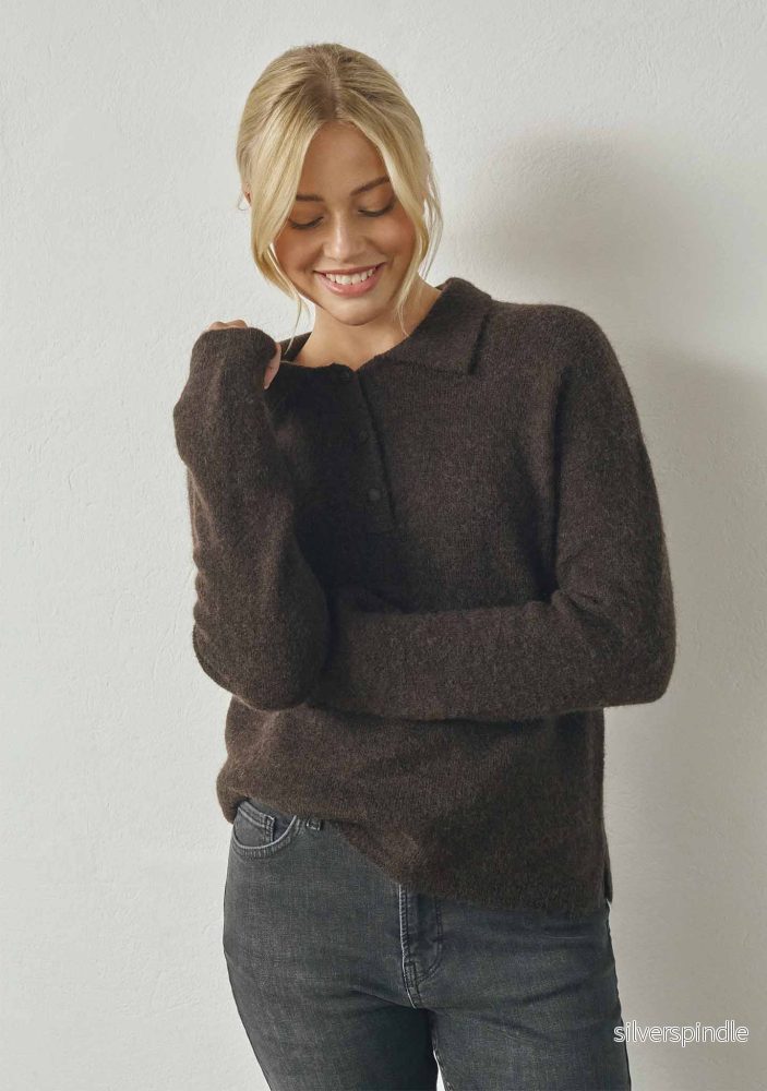 Anna Colar Pullover – Dark Brown Melange Anna Colar Pullover – Dark Brown Melange