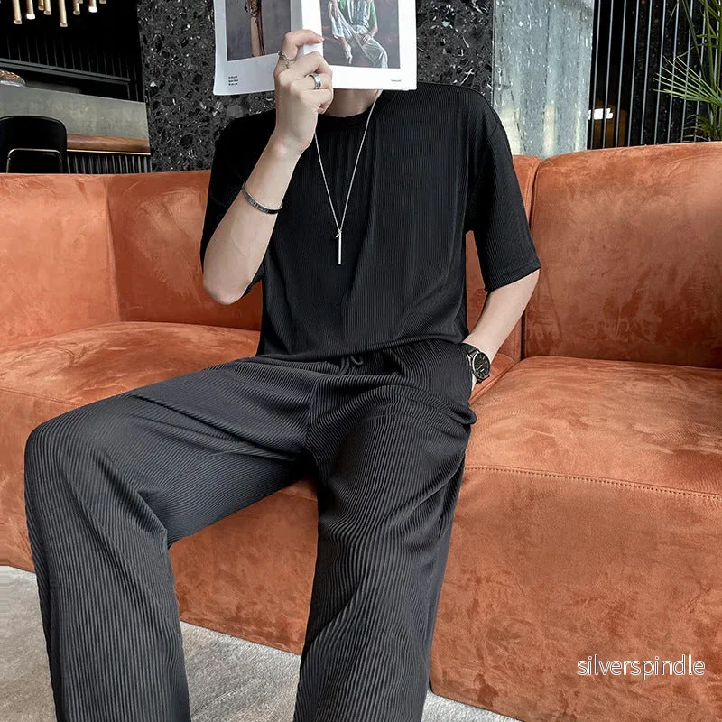 Ethan | Sommar Tvådelat Set med Långärmad Topp och Shorts - Bild 2