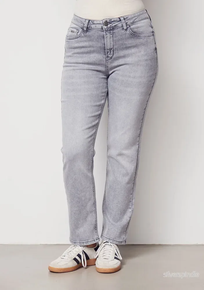 Monza Straight Jeans - Light Grey Washed