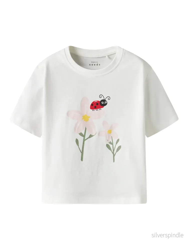 Kortärmad Vit T-shirt Nyckelpiga