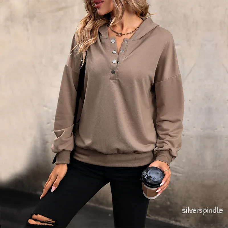 Olivia | Stylish Loose Fit Autumn Hoodie with Ribbed Sleeves - Bild 3