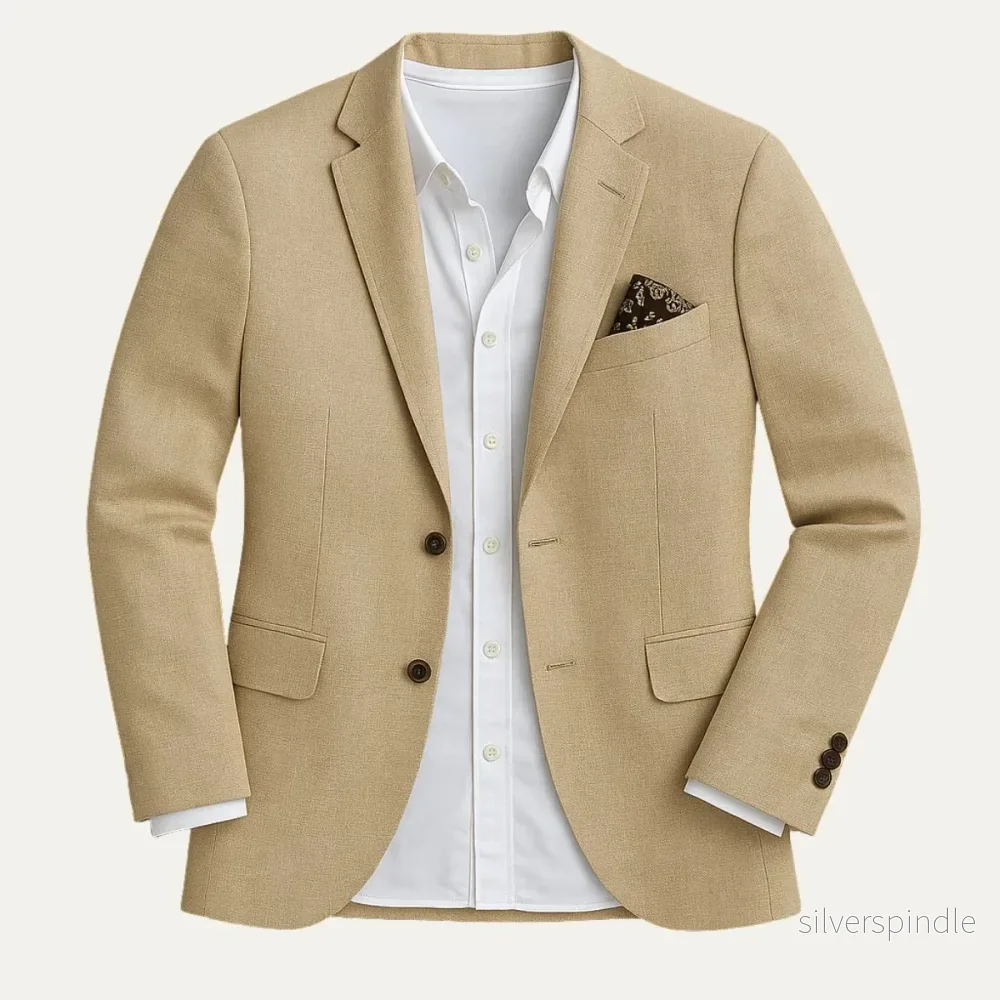 Elegant Linneblazer | Enkelknäppning med Skarpa Slag | Modern Stil för Varma Dagar