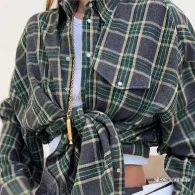 Emma | Oversized Vinter Skjorta med Rutmönster - Bild 3