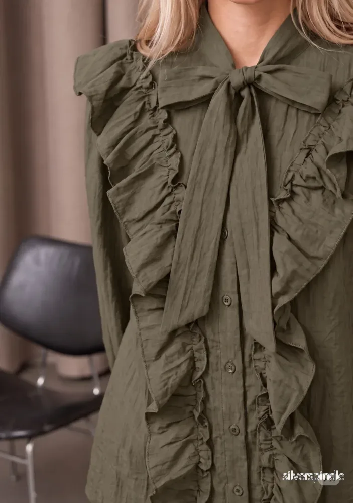 Olise Flounce Shirt - Khaki - Bild 3