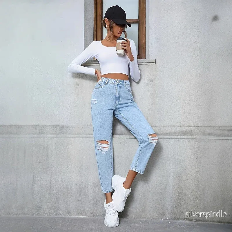 Olivia | Hög Midja Rippade Jeans med Lös Passform - Bild 3