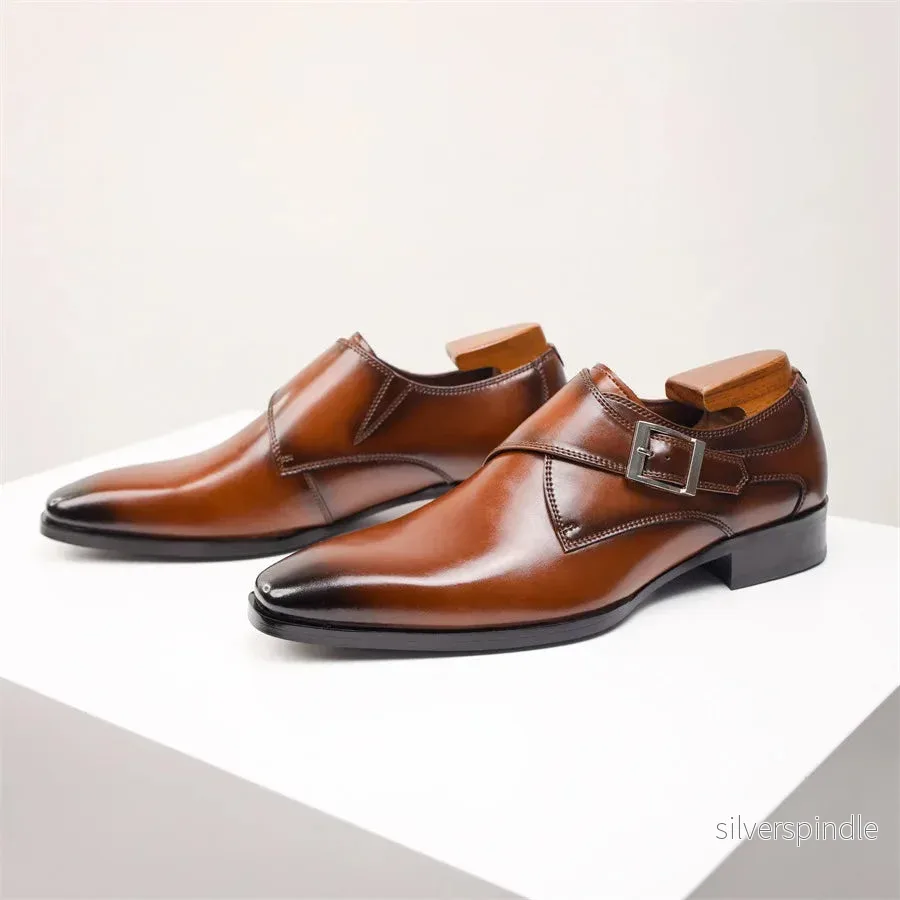 Elegant Munkbandsskor för Män med Polerad Finish | Tidlös Italiensk Design för Formella Tillfällen - Bild 2