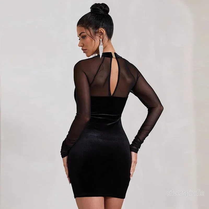 Sophia | Elegant Långärmad Vårklänning med Mesh-detaljer - Bild 3