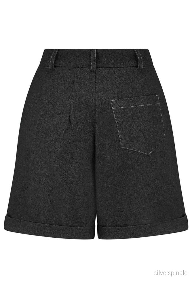 Monroe højtaljede denim shorts - sort - Bild 2