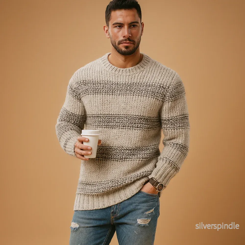 Herr Tröja | Fair Isle Jumper med Klassisk Design | Varm och Bekväm för Kalla Dagar - Bild 2