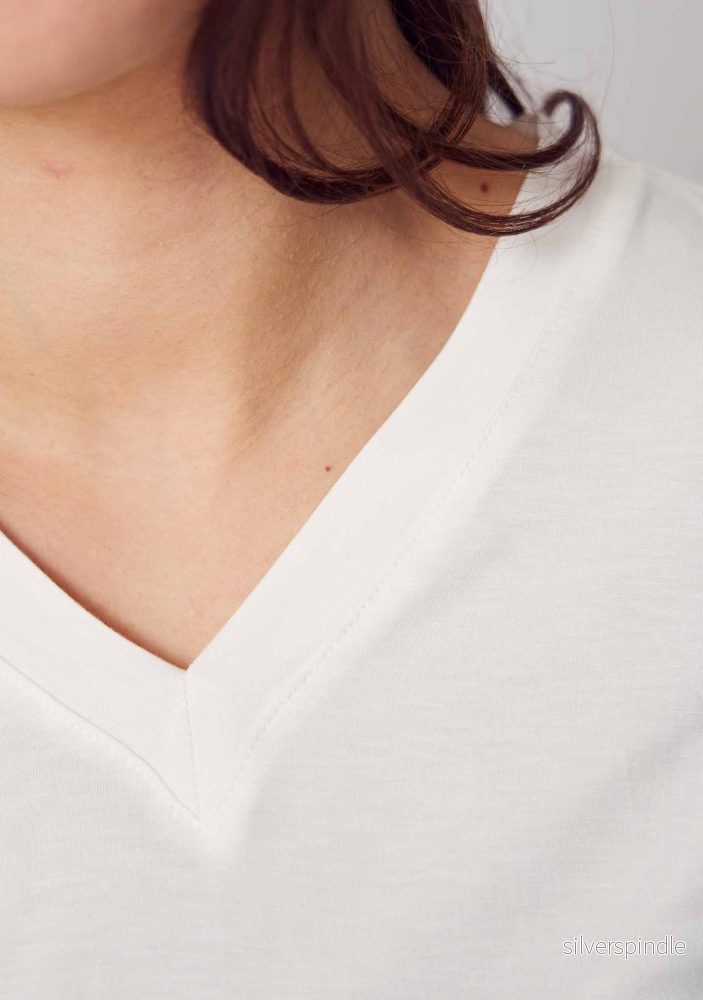 Gritt V-Neck T-Shirt - Broken White - Bild 3